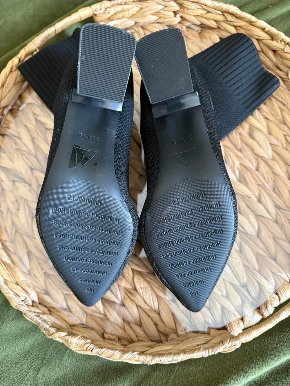 Black Stretch-Knit Pointed Toe Sock Boots